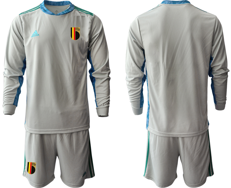 Men 2021 European Cup Belgium grey Long sleeve goalkeeper Soccer Jersey